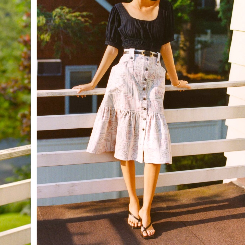 Anthropologie x Magali Pascal Flounce Midi Skirt Size small